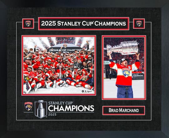 Brad Marchand Florida Panthers 2025 Stanley Cup Champions 18" x 22" Player Championship Frame 22" x 18"